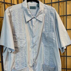 Tropicool Light Blue Embroidered Button Up Shirt XL